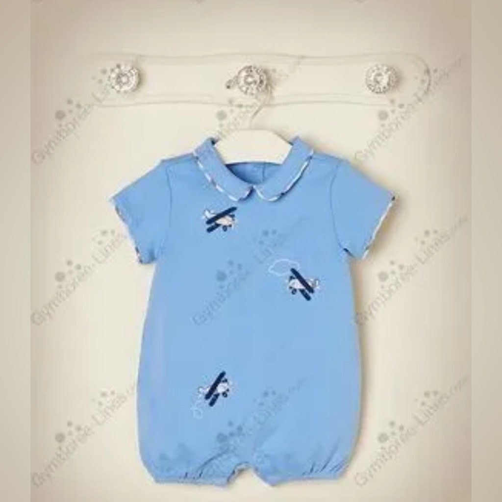 Vtg Janie And Jack Flight Lines Bubble Romper